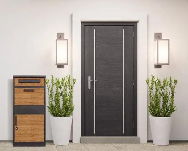 Best Hållbar antracitfärgad brevlåda i stål med trälook, säker paketinkast och väderbeständig design Postlådor & Brevlådor