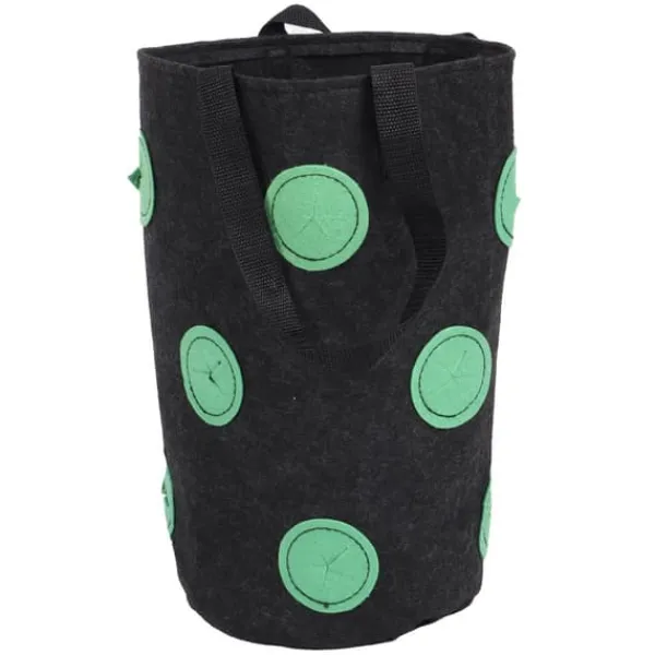 12-håls jordgubbsväska med handtag Bärbar filtväska för växter för trädgården Svart 20x35cm Krukor & Växtbehållare