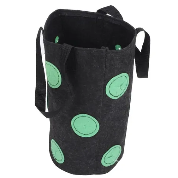 12-håls jordgubbsväska med handtag Bärbar filtväska för växter för trädgården Svart 20x35cm Krukor & Växtbehållare