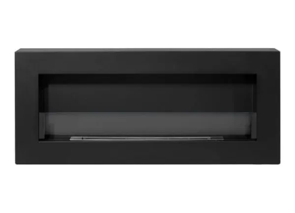 Hängande etanolspis Biokamin Hängande biokamin Bioetanolbrännare BOX 90 cm x 40 cm x 12 cm matt svart med glas ekologisk spis