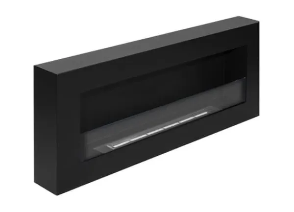 Hängande etanolspis Biokamin Hängande biokamin Bioetanolbrännare BOX 90 cm x 40 cm x 12 cm matt svart med glas ekologisk spis