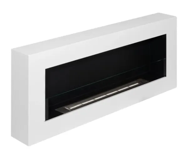 Online Hängande etanolspis Biokamin Hängande biokamin Bioetanolbrännare BOX 90 cm x 40 cm x 12 cm matt vitt med glas ekologisk spis Vedeldade Kaminer