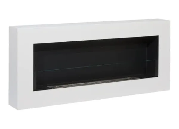 Online Hängande etanolspis Biokamin Hängande biokamin Bioetanolbrännare BOX 90 cm x 40 cm x 12 cm matt vitt med glas ekologisk spis Vedeldade Kaminer
