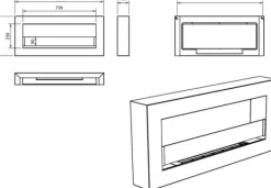 Online Hängande etanolspis Biokamin Hängande biokamin Bioetanolbrännare BOX 90 cm x 40 cm x 12 cm matt vitt med glas ekologisk spis Vedeldade Kaminer