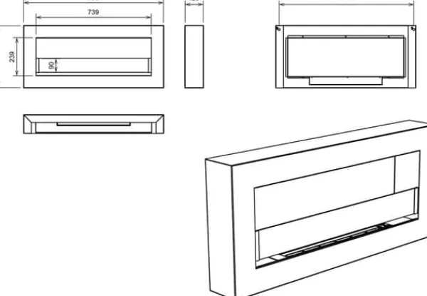 Online Hängande etanolspis Biokamin Hängande biokamin Bioetanolbrännare BOX 90 cm x 40 cm x 12 cm matt vitt med glas ekologisk spis Vedeldade Kaminer