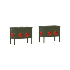 New Hönsmatare i metall - - Olivegrön - 41.5x20.5x33 cm - Kallvalsad stål - Kapacitet 15 kg För Fåglar & Småvilt