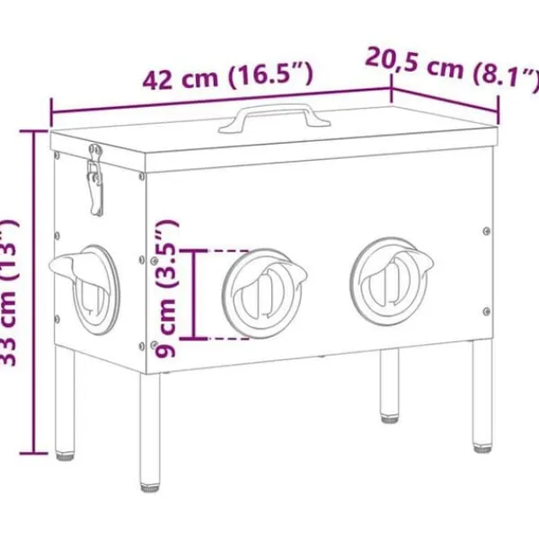 New Hönsmatare i metall - - Olivegrön - 41.5x20.5x33 cm - Kallvalsad stål - Kapacitet 15 kg För Fåglar & Småvilt