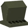 Hönsmatlåda i metall - - Olivgrön - 40x40x45 cm - Kallvalsat stål - Kapacitet 5 kg För Fåglar & Småvilt