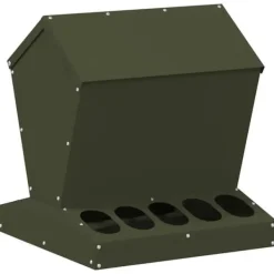 Hönsmatlåda i metall - - Olivgrön - 40x40x45 cm - Kallvalsat stål - Kapacitet 5 kg För Fåglar & Småvilt