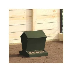 Hönsmatlåda i metall - - Olivgrön - 40x40x45 cm - Kallvalsat stål - Kapacitet 5 kg För Fåglar & Småvilt