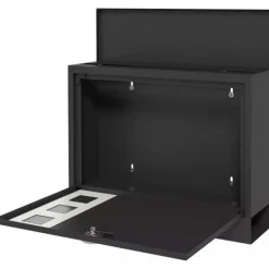 HOMCOM brevlåda svart metall med tidningsfack och visningsfönster, 36,5x11,5x29cm