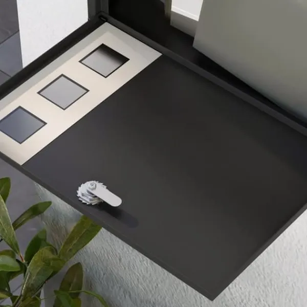 HOMCOM brevlåda svart metall med tidningsfack och visningsfönster, 36,5x11,5x29cm