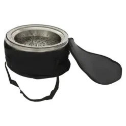Hopfällbar Eldstad - Rund Eldplats - Rostfritt Stål 201 - Rökfri - Portabel - Vedeldad (Ved Ingår Ej) - Eldkrok 63 cm - Silver Vedeldade Kaminer