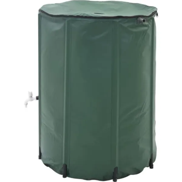 Hopfällbar regntunna 750 L med filter och tillbehör | Färg: Grön | Storlek: 750 L
