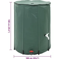 Hopfällbar regntunna 750 L med filter och tillbehör | Färg: Grön | Storlek: 750 L
