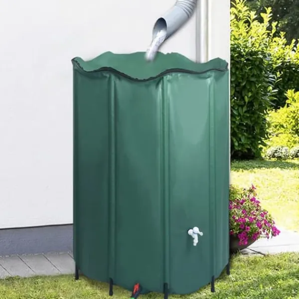 Outlet Hopfällbar regntunna med kran 1250 L - Vattenbesparande lösning | Färg: Grön | Storlek: 1250 L Regntunnor