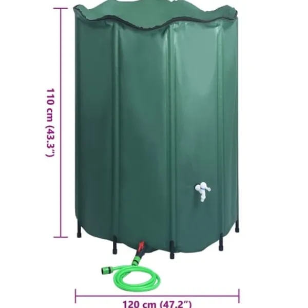 Outlet Hopfällbar regntunna med kran 1250 L - Vattenbesparande lösning | Färg: Grön | Storlek: 1250 L Regntunnor
