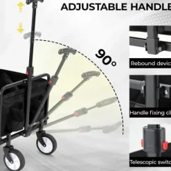 Best Hopfällbar vagn - Trädgårds-/strandvagn - 60 kg Maxbelastning - 360° Svängbara hjul - Justerbart handtag - 73×47×24 cm - Vit Trädgårdsverktyg