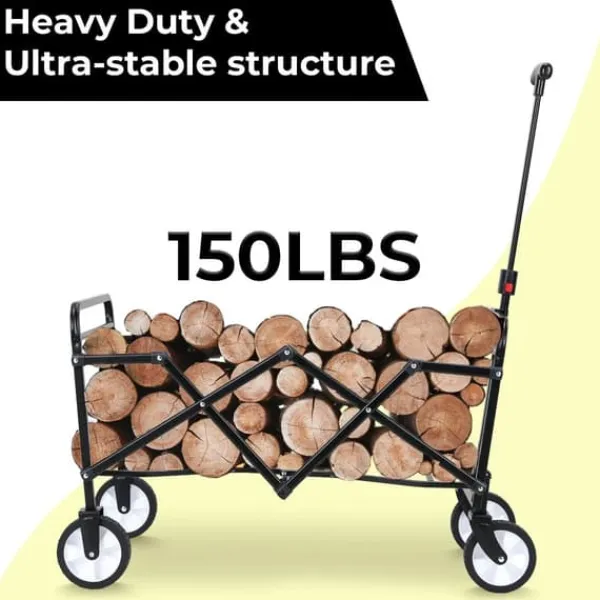 Best Hopfällbar vagn - Trädgårds-/strandvagn - 60 kg Maxbelastning - 360° Svängbara hjul - Justerbart handtag - 73×47×24 cm - Vit Trädgårdsverktyg