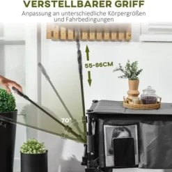 Discount Hopfällbar vagn upp till 120 kg, teleskophandtag, sidofickor & fällbar bricka, mörkgrå Trädgårdsverktyg