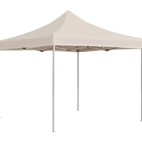 Hopfällbart partytält i aluminium - Elegant solskydd för utomhusevent | Färg: Gräddvit | Storlek: 2x2 m Tält & Lusthus