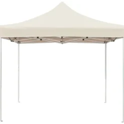 Hopfällbart partytält i aluminium - Elegant solskydd för utomhusevent | Färg: Gräddvit | Storlek: 2x2 m Tält & Lusthus