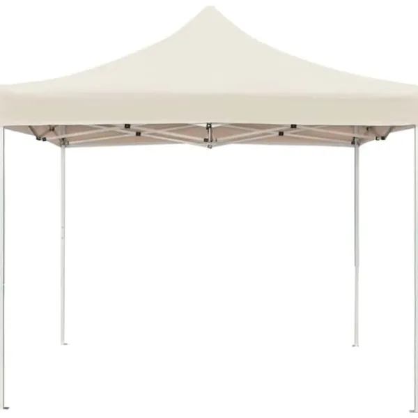 Hopfällbart partytält i aluminium - Elegant solskydd för utomhusevent | Färg: Gräddvit | Storlek: 2x2 m Tält & Lusthus