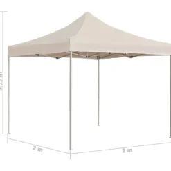 Hopfällbart partytält i aluminium - Elegant solskydd för utomhusevent | Färg: Gräddvit | Storlek: 2x2 m Tält & Lusthus