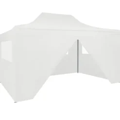 vidaXL Hopfällbart partytält med 4 sidoväggar 280x410x315 cm stål vit