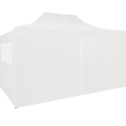 vidaXL Hopfällbart partytält med 4 sidoväggar 280x410x315 cm stål vit