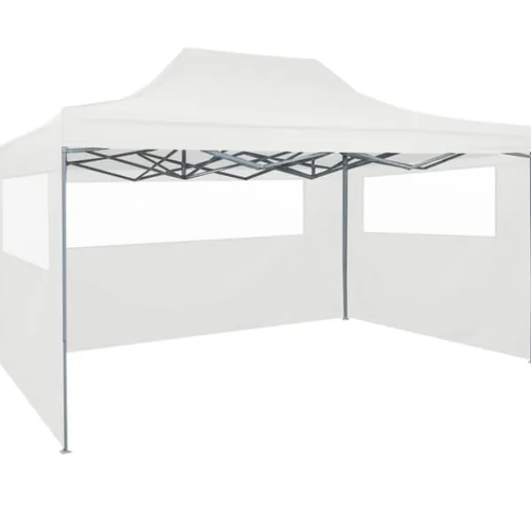 vidaXL Hopfällbart partytält med 4 sidoväggar 280x410x315 cm stål vit