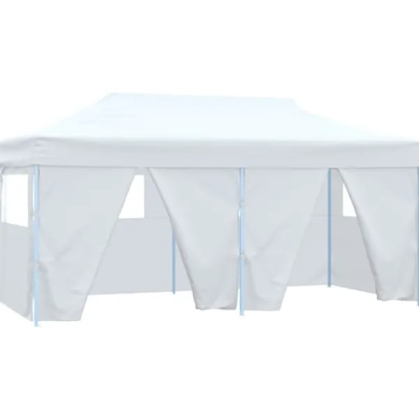 Hot Hopfällbart partytält med 4 sidoväggar 3x6 m stål vit - Partytält - Festtält - Home & Living Tält & Lusthus