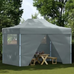 Hopfällbart partytält med 4 sidoväggar - UV- och vattenresistent | Färg: Antracit | Storlek: 3x4 m