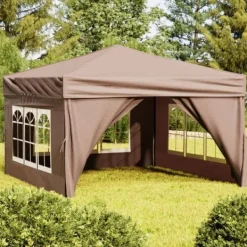Best Hopfällbart partytält med sidoväggar taupe 3x3 m Tält & Lusthus