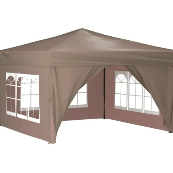 Best Hopfällbart partytält med sidoväggar taupe 3x3 m Tält & Lusthus