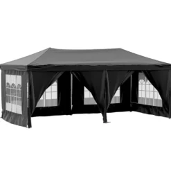 Hot Hopfällbart partytält med sidoväggar svart 3x6 m Tält & Lusthus