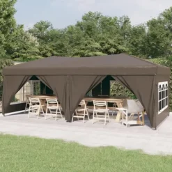Hot Hopfällbart partytält med sidoväggar taupe 3x6 m Tält & Lusthus