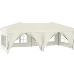 Hot Hopfällbart partytält med sidoväggar gräddvit 3x6 m Tält & Lusthus