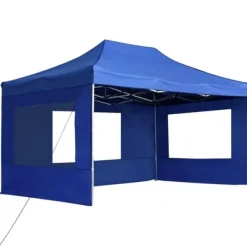 vidaXL Hopfällbart partytält med väggar aluminium 4,5x3 m blå