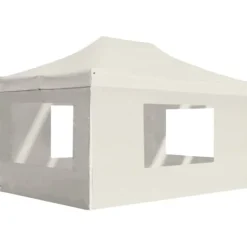 Hot Hopfällbart partytält med väggar - Elegant solskydd för utomhusevent | Färg: Gräddvit | Storlek: 4,5x3 m Tält & Lusthus
