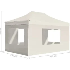 Hot Hopfällbart partytält med väggar - Elegant solskydd för utomhusevent | Färg: Gräddvit | Storlek: 4,5x3 m Tält & Lusthus