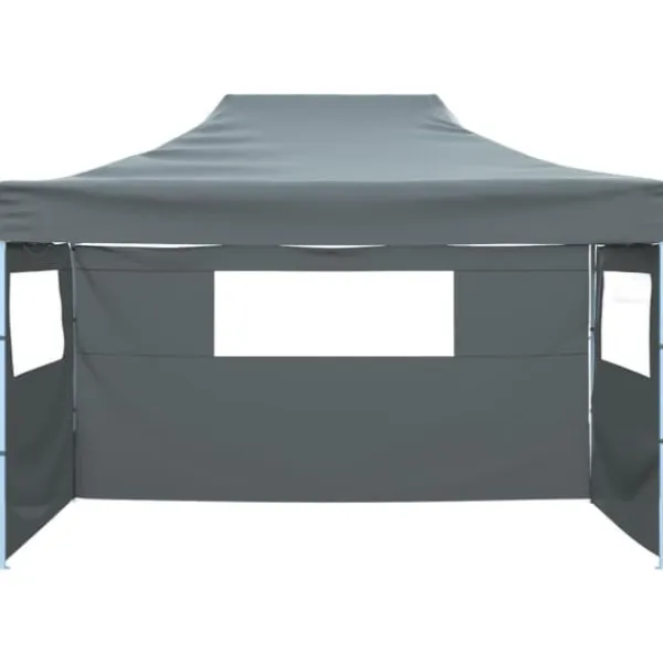 Hopfällbart tält med 3 väggar - Utomhustält för bröllop och fester | Färg: Antracit | Storlek: 431x291x315 cm