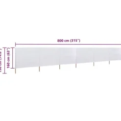 Hopfällbart vindskydd 6 paneler - Vindskydd i non-woven tyg | Färg: Sandvit | Storlek: 800x160 cm