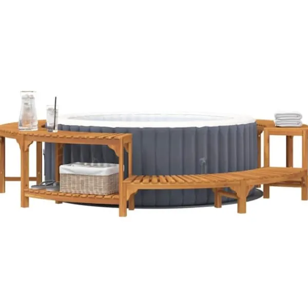 Hot Tub Omgivning av Massivt Akaciaträ | Diameter: Ø275 cm | Färg: Brun