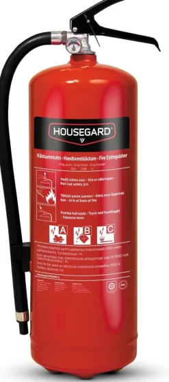 Sale Housegard Brandsläckare, 6 kg pulver | Röd | För hemmet, villan, fritidshuset och kontoret rekommenderas en pulversläckare på 6 kg | Högsta släckeffek | CDON Brandsläckare