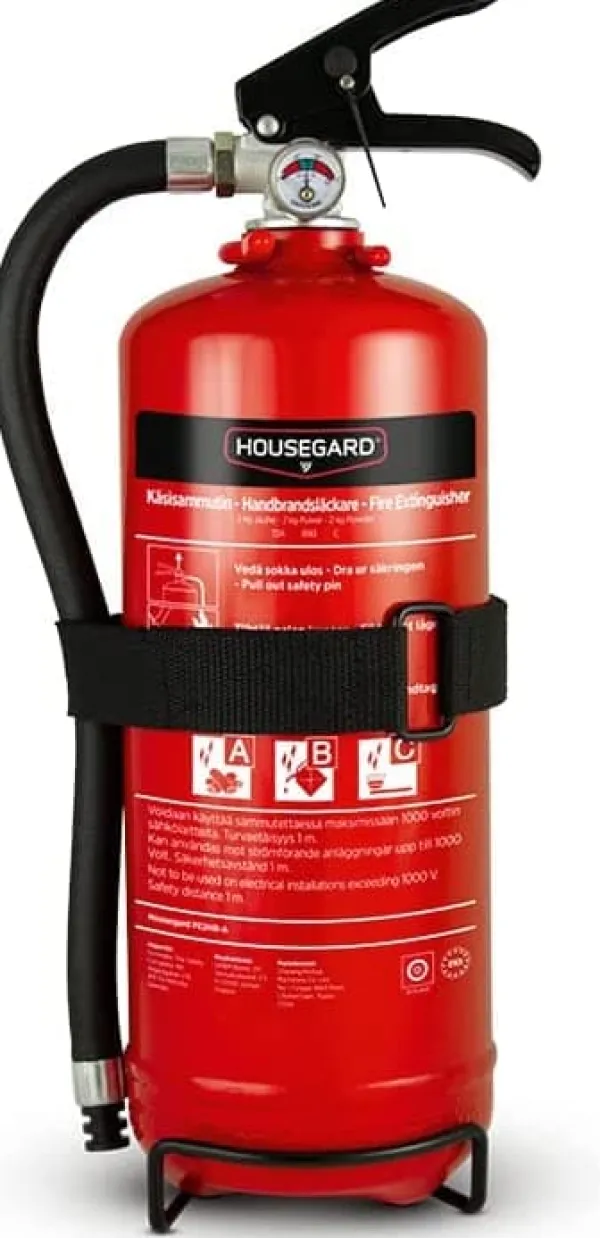 Housegard Brandsläckare, 2 kg pulver | Röd | Pulversläckare anpassad för fordon som personbilar, husbil och fritidsbåt. Kan även användas som kompleme | CDON