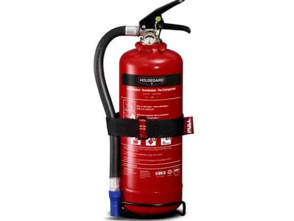 Housegard pulverslukker 2 kg - med væg/autobeslag, brandklasse ABC