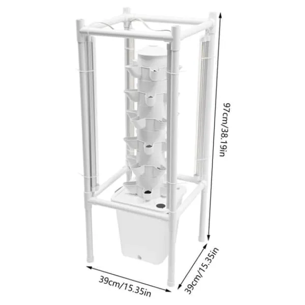 Clearance Hydroponisk tornträdgård - Inomhus odlingssystem - 6 nivåer - 30 planthål - 4 LED växtlampor - Självvattnande - Smart - Vit Kit För Växt- & Örtplantering