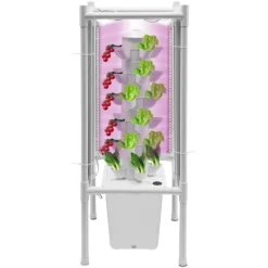 Clearance Hydroponisk tornträdgård - Inomhus odlingssystem - 6 nivåer - 30 planthål - 4 LED växtlampor - Självvattnande - Smart - Vit Kit För Växt- & Örtplantering