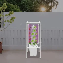 Clearance Hydroponisk tornträdgård - Inomhus odlingssystem - 6 nivåer - 30 planthål - 4 LED växtlampor - Självvattnande - Smart - Vit Kit För Växt- & Örtplantering